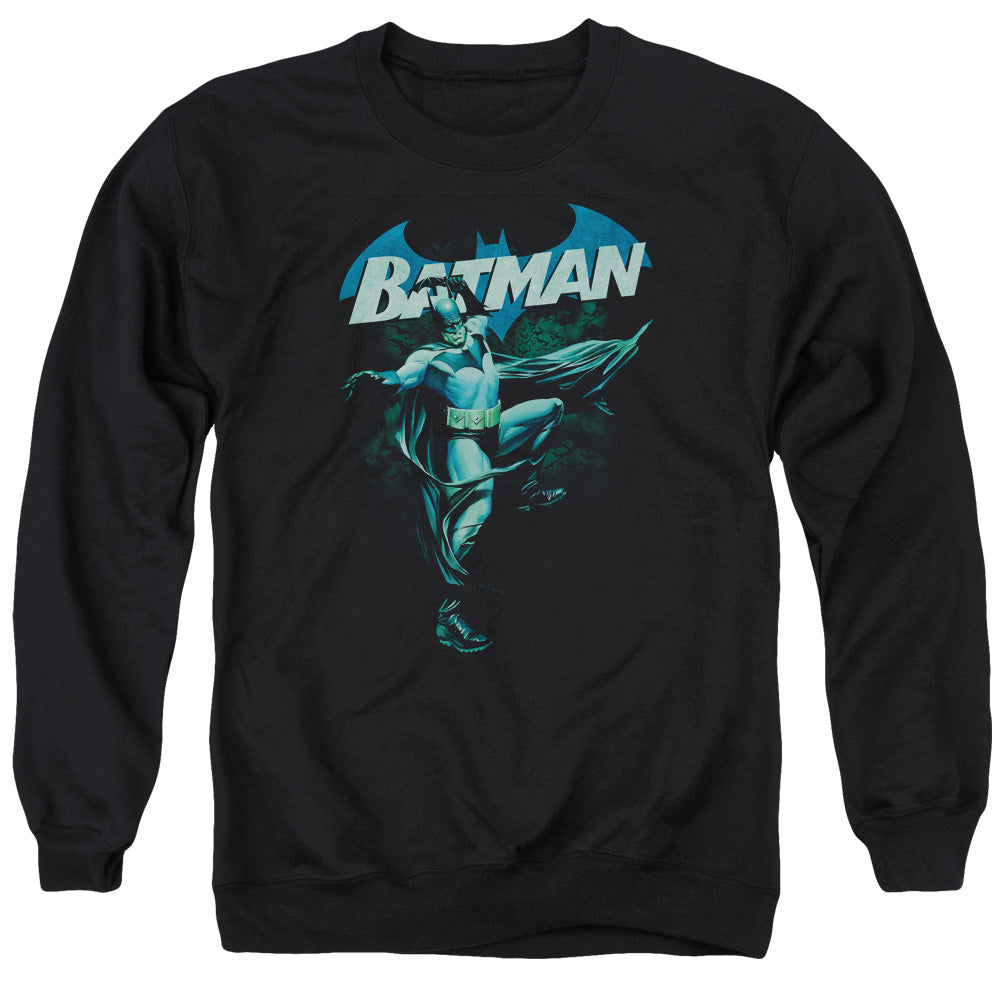 AN OFFCIALLY LICENSED BATMAN BLUE BAT ADULT UNISEX CREWNECK SWEATSHIRT BLACK