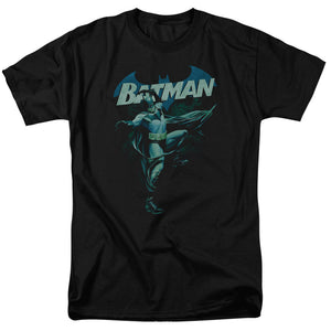 AN OFFCIALLY LICENSED BATMAN BLUE BAT MEN'S REGULAR FIT T-SHIRT BLACK