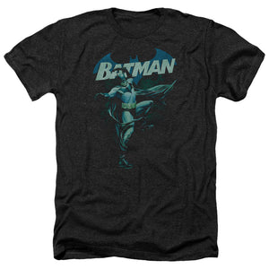 AN OFFCIALLY LICENSED BATMAN BLUE BAT MEN'S HEATHER T-SHIRT CHARCOAL