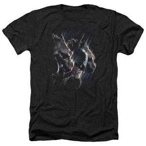 AN OFFCIALLY LICENSED BATMAN GARGOYLES MEN'S HEATHER T-SHIRT CHARCOAL