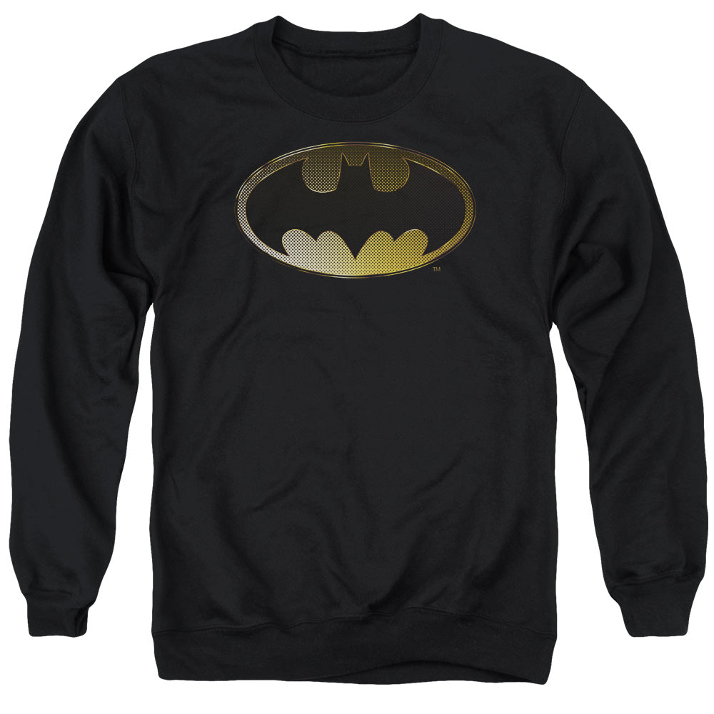 AN OFFCIALLY LICENSED BATMAN HALFTONE BAT ADULT UNISEX CREWNECK SWEATSHIRT BLACK