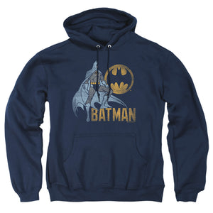 AN OFFCIALLY LICENSED BATMAN KNIGHT WATCH ADULT UNISEX PULLOVER HOODIE NAVY
