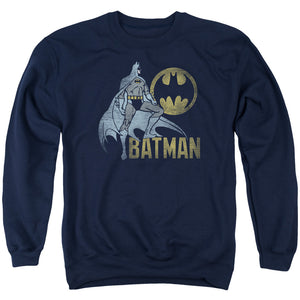 AN OFFCIALLY LICENSED BATMAN KNIGHT WATCH ADULT UNISEX CREWNECK SWEATSHIRT NAVY