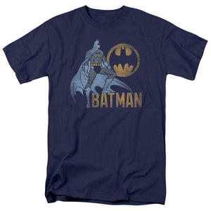 AN OFFCIALLY LICENSED BATMAN KNIGHT WATCH MEN'S REGULAR FIT T-SHIRT NAVY