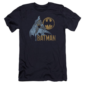 AN OFFCIALLY LICENSED BATMAN KNIGHT WATCH MEN'S PREMIUM SLIM FIT T-SHIRT NAVY