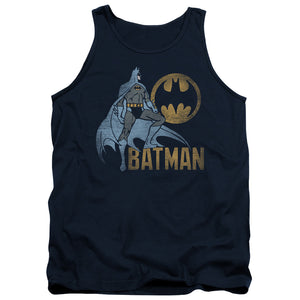 AN OFFCIALLY LICENSED BATMAN KNIGHT WATCH ADULT UNISEX TANK TOP NAVY