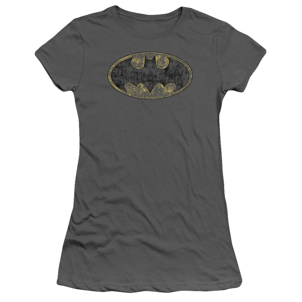 Batman Tattered Logo Licensed Women's T-Shirt Juniors SM-2X