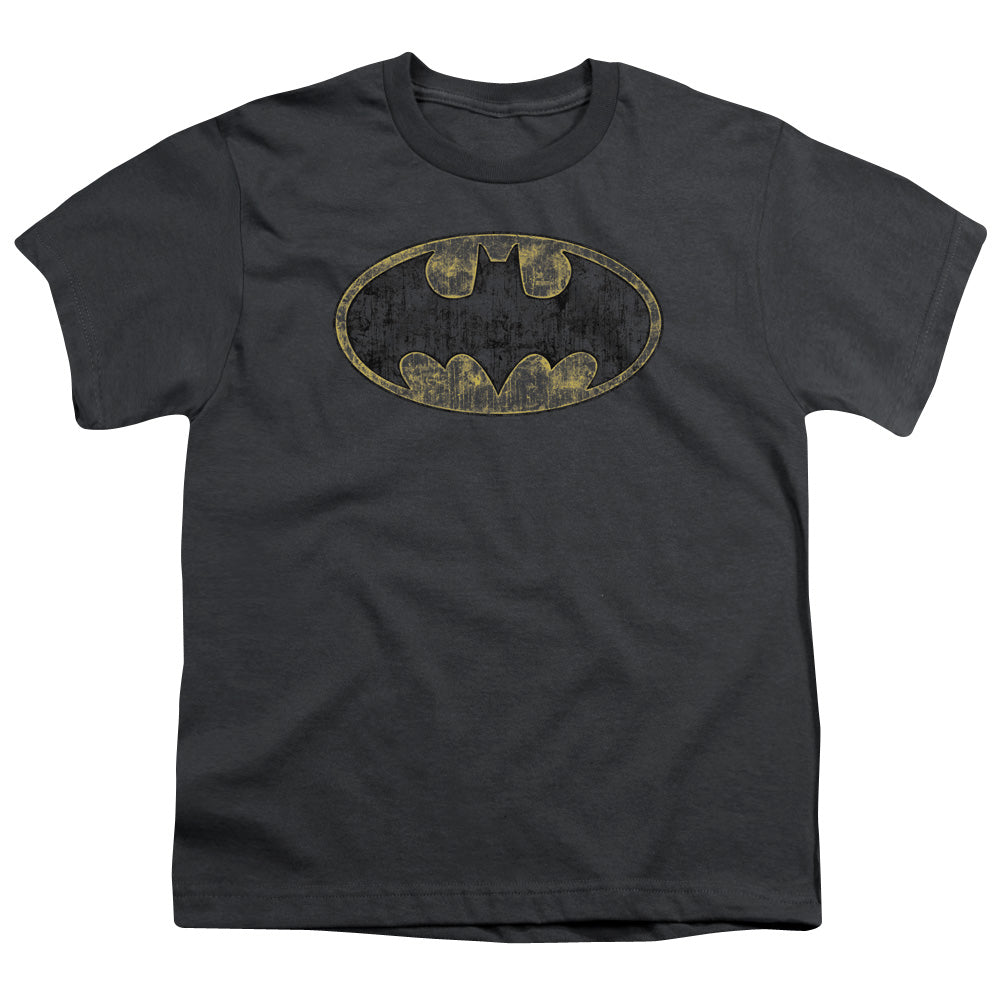 Batman Tattered Logo Licensed Kid's T-Shirt (Ages 4-7) XS-XL
