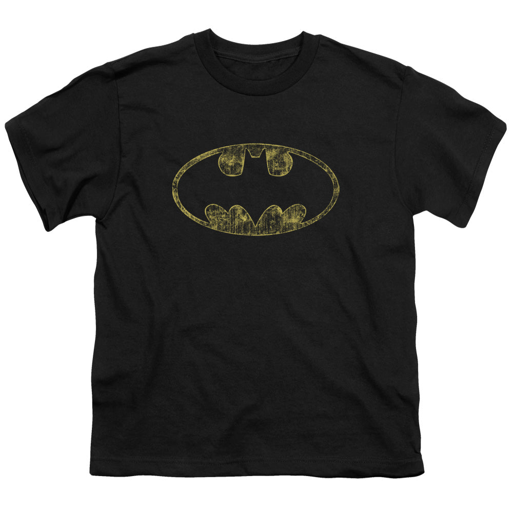 Batman Tattered Logo Licensed Kid's T-Shirt (Ages 4-7) XS-XL