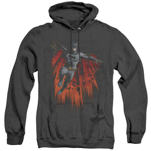 AN OFFCIALLY LICENSED BATMAN MAJESTIC ADULT UNISEX HEATHER PULLOVER HOODIE BLACK