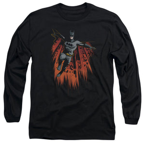 AN OFFCIALLY LICENSED BATMAN MAJESTIC MEN'S LONG SLEEVE T-SHIRT BLACK