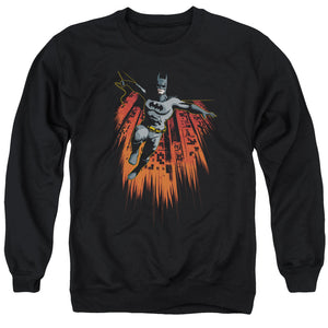 AN OFFCIALLY LICENSED BATMAN MAJESTIC ADULT UNISEX CREWNECK SWEATSHIRT BLACK
