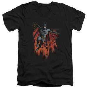 AN OFFCIALLY LICENSED BATMAN MAJESTIC MEN'S V-NECK T-SHIRT BLACK