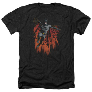 AN OFFCIALLY LICENSED BATMAN MAJESTIC MEN'S HEATHER T-SHIRT CHARCOAL