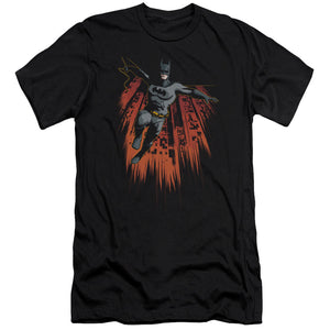 AN OFFCIALLY LICENSED BATMAN MAJESTIC MEN'S PREMIUM SLIM FIT T-SHIRT BLACK