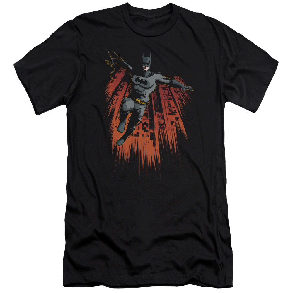 AN OFFCIALLY LICENSED BATMAN MAJESTIC MEN'S PREMIUM SLIM FIT T-SHIRT BLACK