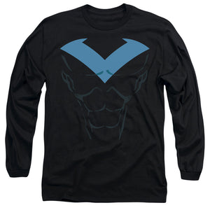AN OFFCIALLY LICENSED BATMAN NIGHTWING UNIFORM MEN'S LONG SLEEVE T-SHIRT BLACK