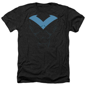 AN OFFCIALLY LICENSED BATMAN NIGHTWING UNIFORM MEN'S HEATHER T-SHIRT CHARCOAL
