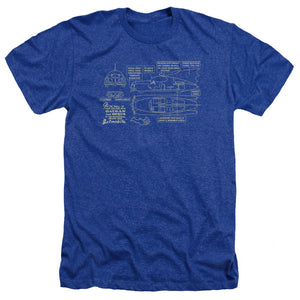 AN OFFCIALLY LICENSED BATMAN BATMOBILE MEN'S HEATHER T-SHIRT ROYAL