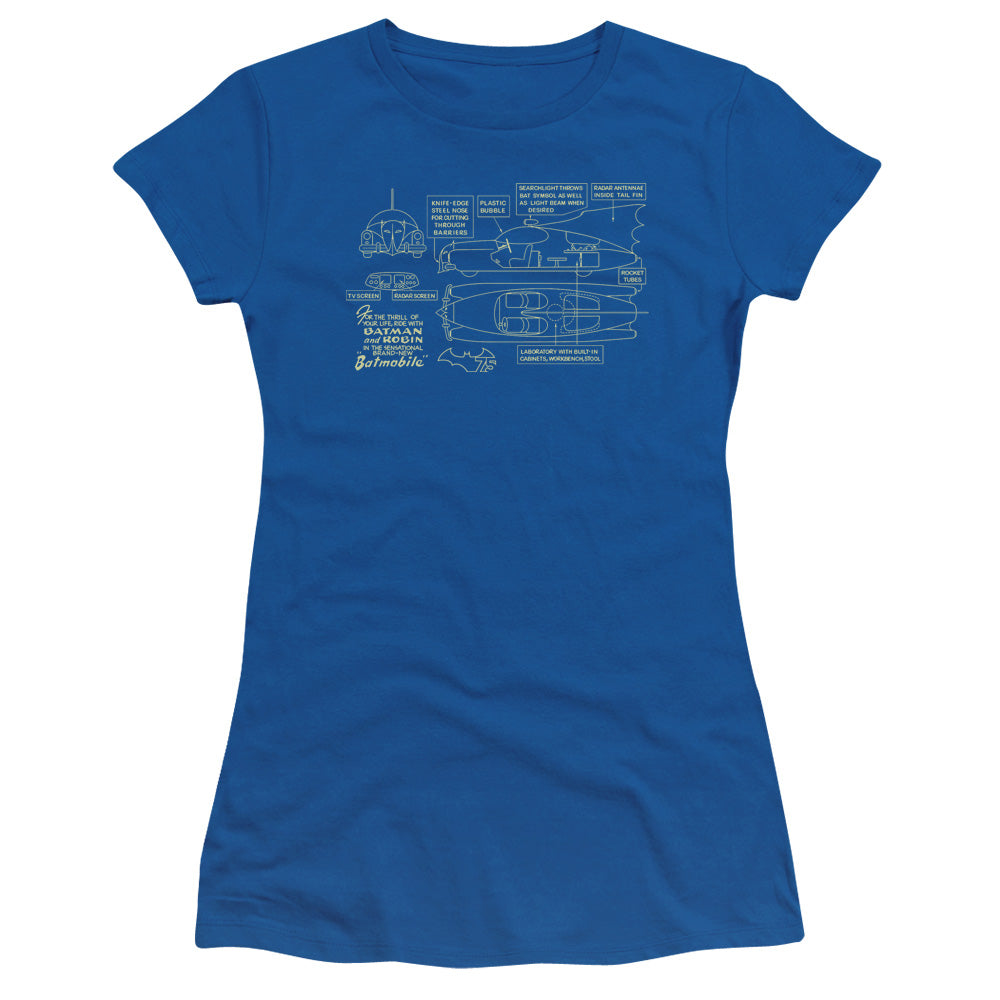 Batman Batmobile Licensed Women's T-Shirt Juniors MD-XL