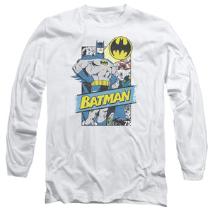 AN OFFCIALLY LICENSED BATMAN OUT OF THE PAGES MEN'S LONG SLEEVE T-SHIRT WHITE
