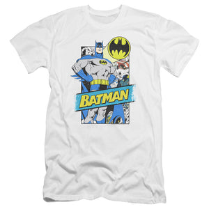 AN OFFCIALLY LICENSED BATMAN OUT OF THE PAGES MEN'S PREMIUM SLIM FIT T-SHIRT WHITE