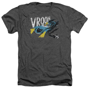 AN OFFCIALLY LICENSED BATMAN VROOM MEN'S HEATHER T-SHIRT CHARCOAL