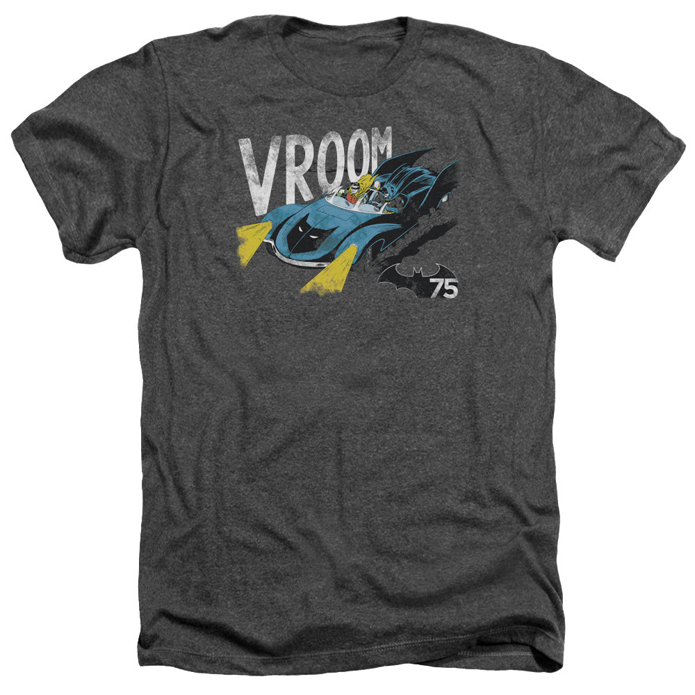 AN OFFCIALLY LICENSED BATMAN VROOM MEN'S HEATHER T-SHIRT CHARCOAL