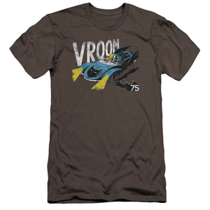 AN OFFCIALLY LICENSED BATMAN VROOM MEN'S PREMIUM SLIM FIT T-SHIRT CHARCOAL