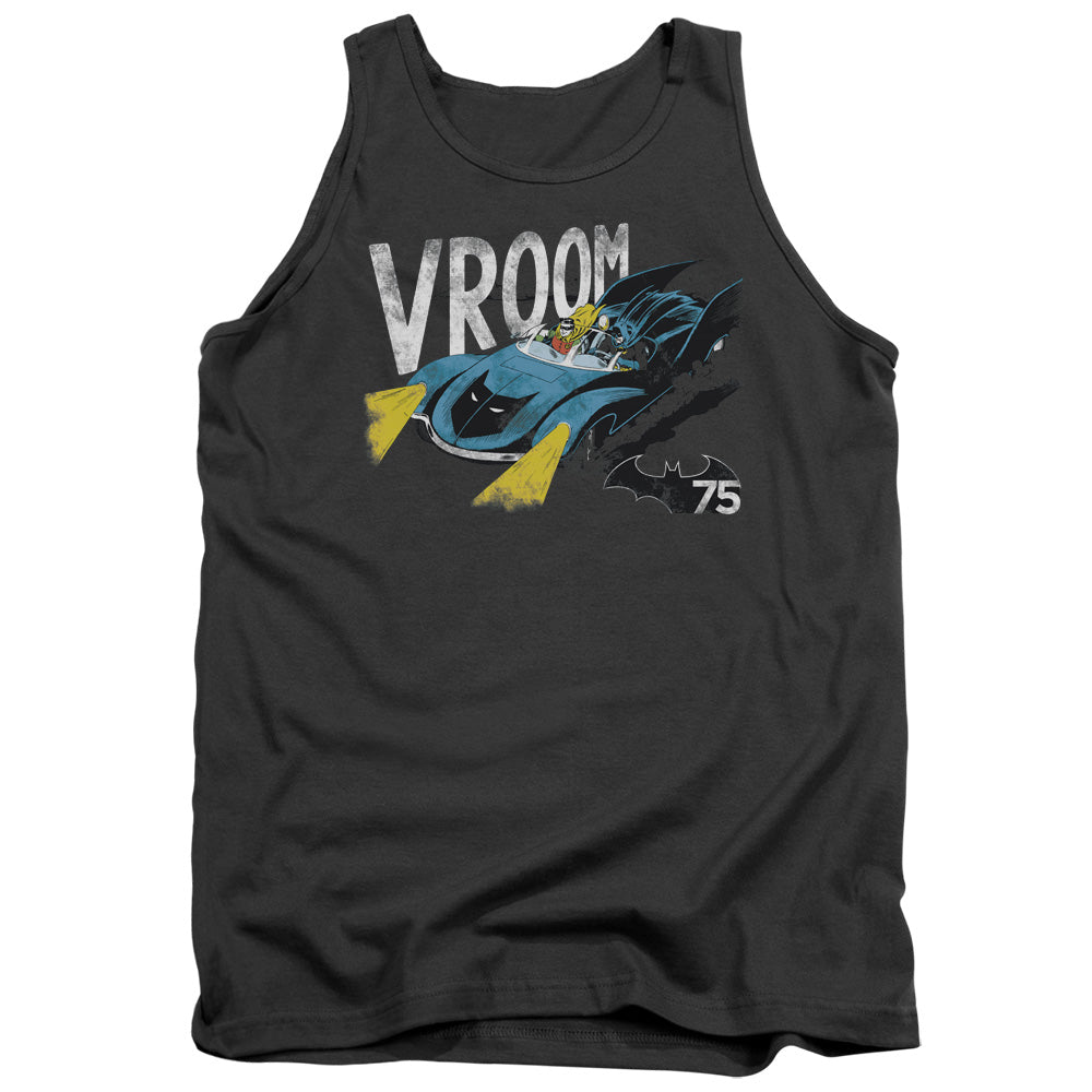 AN OFFCIALLY LICENSED BATMAN VROOM ADULT UNISEX TANK TOP CHARCOAL