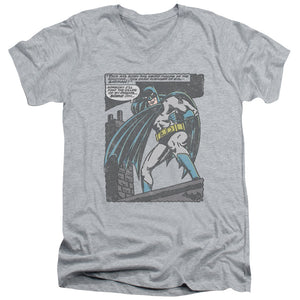 AN OFFCIALLY LICENSED BATMAN BAT ORIGINS MEN'S V-NECK T-SHIRT ATHLETIC HEATHER