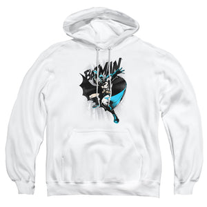 AN OFFCIALLY LICENSED BATMAN BATARANG THROW ADULT UNISEX PULLOVER HOODIE WHITE