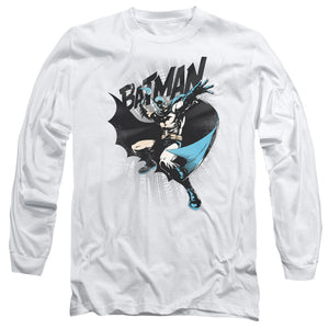 AN OFFCIALLY LICENSED BATMAN BATARANG THROW MEN'S LONG SLEEVE T-SHIRT WHITE