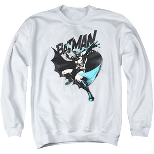 AN OFFCIALLY LICENSED BATMAN BATARANG THROW ADULT UNISEX CREWNECK SWEATSHIRT WHITE