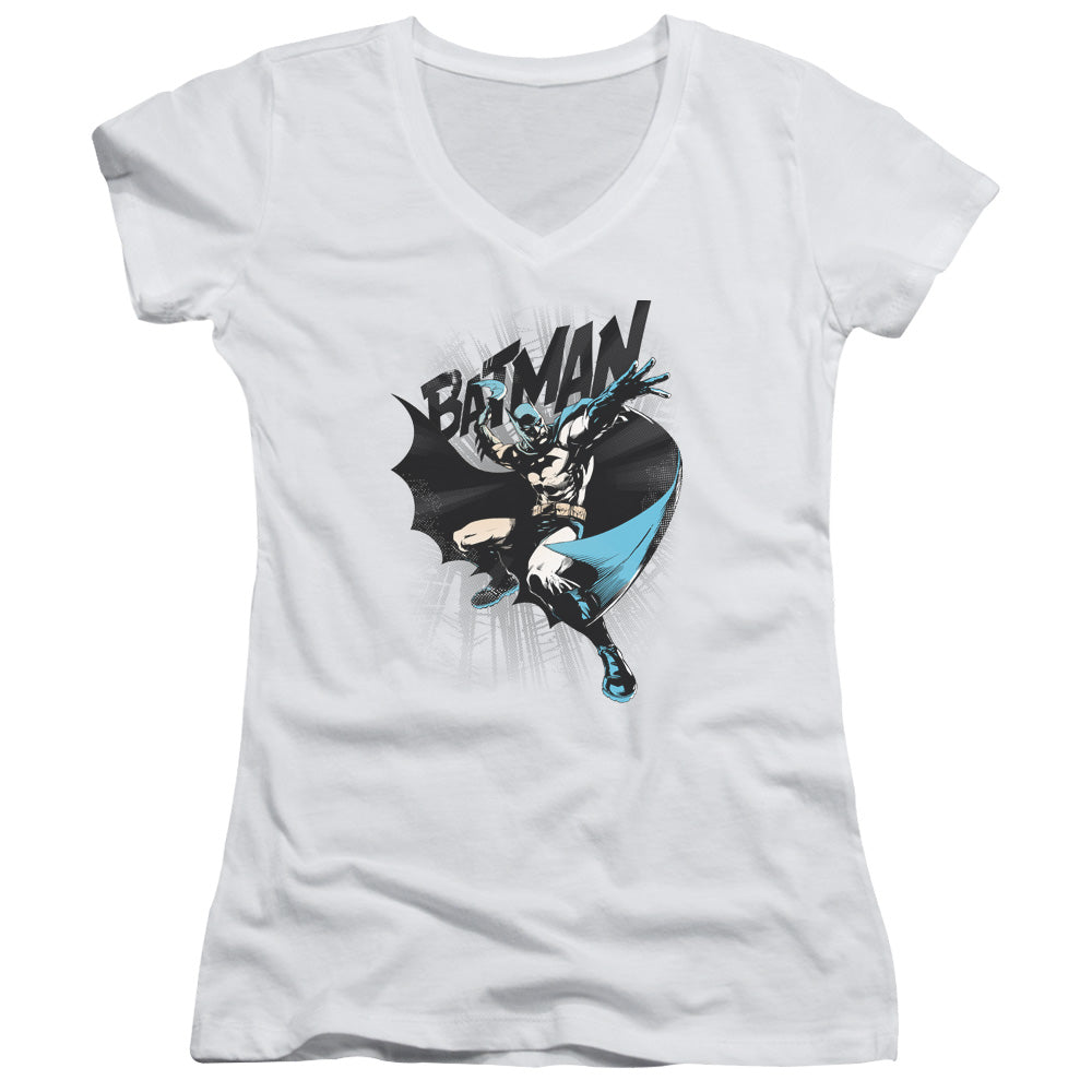 Batman Batarang Throw Licensed Women's T-Shirt Juniors V-Neck SM
