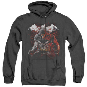 AN OFFCIALLY LICENSED BATMAN RAGING BAT ADULT UNISEX HEATHER PULLOVER HOODIE BLACK