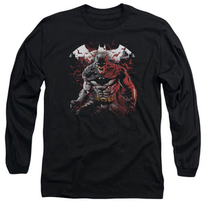 AN OFFCIALLY LICENSED BATMAN RAGING BAT MEN'S LONG SLEEVE T-SHIRT BLACK