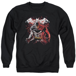 AN OFFCIALLY LICENSED BATMAN RAGING BAT ADULT UNISEX CREWNECK SWEATSHIRT BLACK