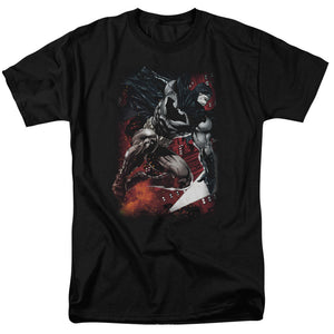 AN OFFCIALLY LICENSED BATMAN SPARKS LEAP MEN'S REGULAR FIT T-SHIRT BLACK