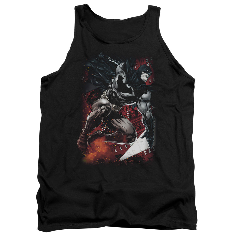AN OFFCIALLY LICENSED BATMAN SPARKS LEAP ADULT UNISEX TANK TOP BLACK