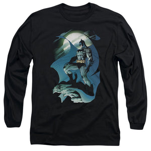 AN OFFCIALLY LICENSED BATMAN GLOW OF THE MOON MEN'S LONG SLEEVE T-SHIRT BLACK