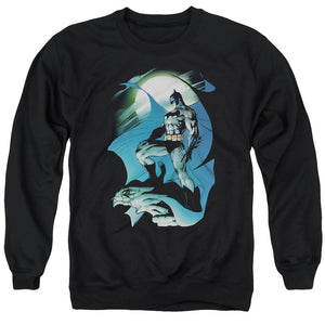 AN OFFCIALLY LICENSED BATMAN GLOW OF THE MOON ADULT UNISEX CREWNECK SWEATSHIRT BLACK