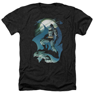 AN OFFCIALLY LICENSED BATMAN GLOW OF THE MOON MEN'S HEATHER T-SHIRT CHARCOAL