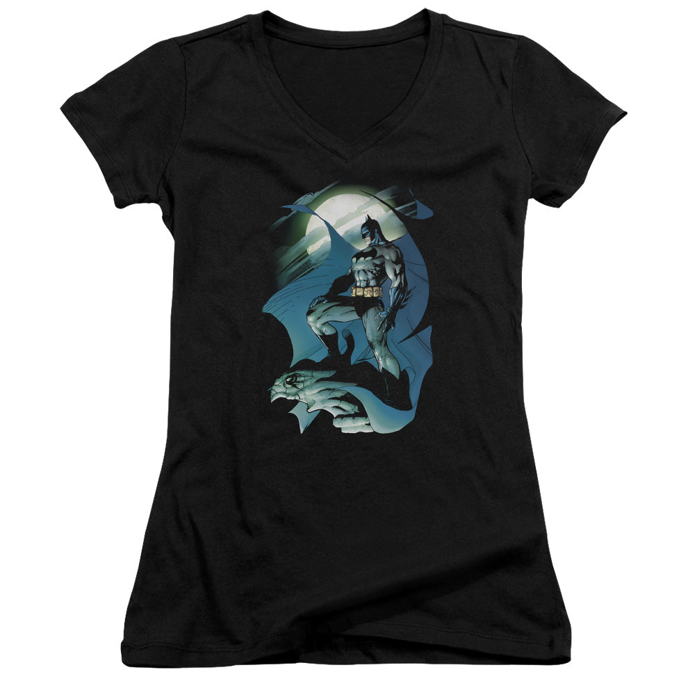 Batman Glow Of The Moon Licensed Women's T-Shirt Juniors V-Neck SM