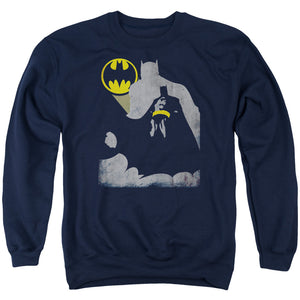 AN OFFCIALLY LICENSED BATMAN BAT KNOCKOUT ADULT UNISEX CREWNECK SWEATSHIRT NAVY