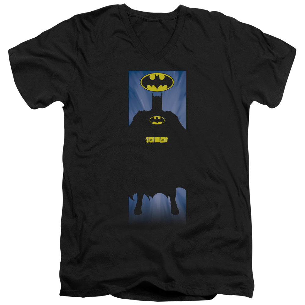 AN OFFCIALLY LICENSED BATMAN BATMAN BLOCK MEN'S V-NECK T-SHIRT BLACK