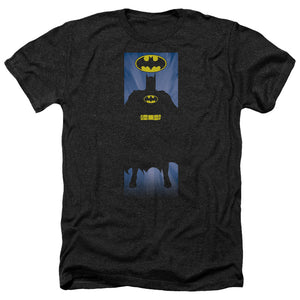 AN OFFCIALLY LICENSED BATMAN BATMAN BLOCK MEN'S HEATHER T-SHIRT CHARCOAL