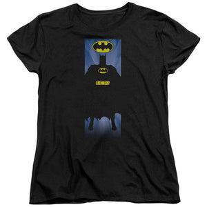 AN OFFCIALLY LICENSED BATMAN BATMAN BLOCK WOMEN'S REGULAR FIT T-SHIRT BLACK