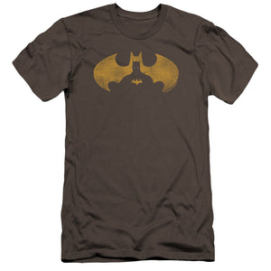 AN OFFCIALLY LICENSED BATMAN BAT SYMBOL KNOCKOUT MEN'S PREMIUM SLIM FIT T-SHIRT CHARCOAL