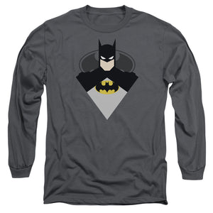 AN OFFCIALLY LICENSED BATMAN SIMPLE BAT MEN'S LONG SLEEVE T-SHIRT CHARCOAL